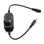 1-Pack Black DC 12V 24V LED Strip Dimmer Switch with DC Female Male Adapter Brightness Adjustable Controller Manual Knob Dimmer Switch Mini LED Lamp Lighting Parts