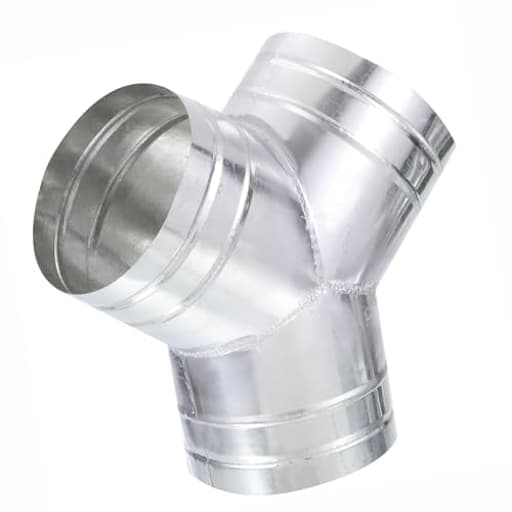 6" Inch to 6" Inch Y Shape Duct Splitter, 90° Degree Dust Fitting Adapter, 3 Way Duct Hose Connector, Galvanized Steel Branch for Exhaust Fan, Dryer Vent Hose, Industrial HVAC Ventilation