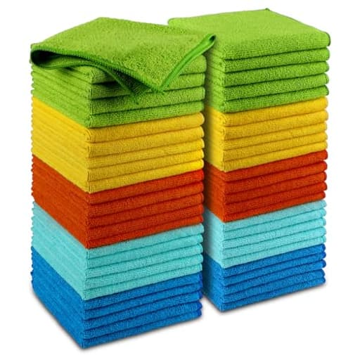 Microfiber Cleaning Cloth, 50PK, Microfiber Towels for Cars, Premium Wash Cloths, Dusting Cloth Cleaning Rags, Absorbent Towels for SUVs, House, Kitchen, Window, Cleaning Supplies12×12"