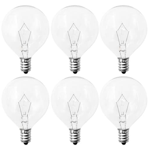 40 Watt E12 Candelabra Base Round Bulbs,G50 Light Bulbs for Full Size Scentsy Warmer,Ceiling Fans With Lights,Chandelier,Decorative Vanity Lights,Sconce,120V Globe G16 1/2 Bulb,2700K Warm White,6 Pack