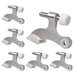 6 Pack Hinge Pin Door Stopper Brushed Satin Nickel - Adjustable Heavy Duty Hinge Pin Door Stops with White Rubber Bumper Tips