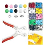 100 Sets Metal Snaps Buttons with Fastener Pliers Press Tool Kit Perfect for DIY Crafts Clothes Hats and Sewing, Snap Button Fasteners Kit for Clothing Sewing