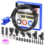 Black 1/4 Inch OD 10 Meter 32.8ft PU Polyurethane Air Tubing Kit Pipe Hose Air Line Tubing Air Hose Fittings Push to Connect Fittings