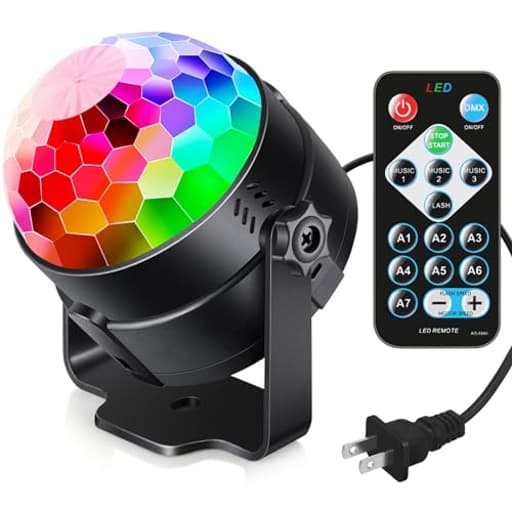 Sound Activated Party Lights with Remote DJ Lighting, Disco Ball Strobe Stage Light for Home Room Dance Parties Birthday Karaoke Stocking Stuffers New Years Eve Halloween Christmas Decorations