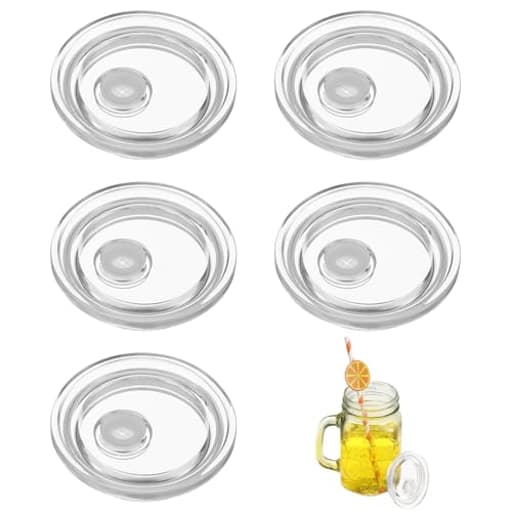 5 Pcs Clear Glass Lids for 16 oz Glass Cups, Acrylic Glass Cup Replacement Lid with Straws Hole for Beer, Soda, Can, Drinking Glasses