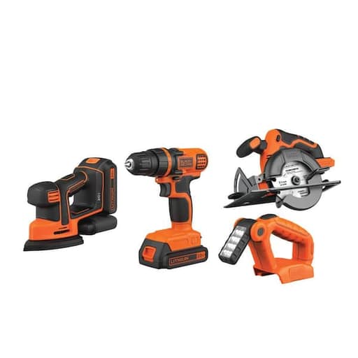 20V MAX* Lithium Ion 4 Tool Combo Kit: Drill/Driver, Circular Saw, MOUSE detail sander and Work Light