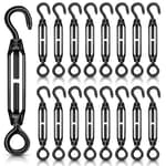 16 Pcs M6/5/4 Turnbuckle Hook and Eye 304 Stainless Steel Heavy Duty Turnbuckle for Cables Wire Rope Tension Sun Shade Railing Sail Hardware Hanging DIY String Light Tent