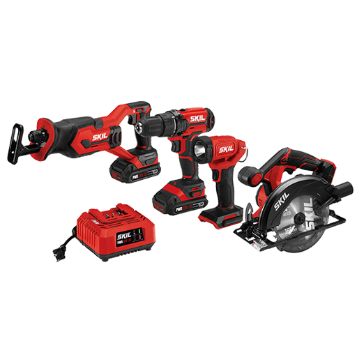 20V 4-Tool Kit: Drill Driver, Reciprocating Saw, Circular Saw, Spot Light