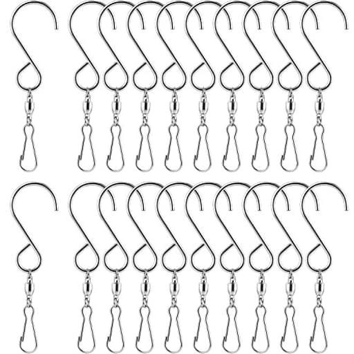 20 Pack Wind Spinner Swivel Hooks Clips for Hanging Wind Spinners Chimes Crystal Twisters Garden Bells Party Supply