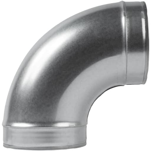 6" Inch 90˚ Degree Galvanized Steel Duct Elbow - Pressed Industrial Connector Bend - Ventilation Pipe Fitting - Dryer, Exhaust, Extractor Hood Air Inlet, Outlet Pipe Joint