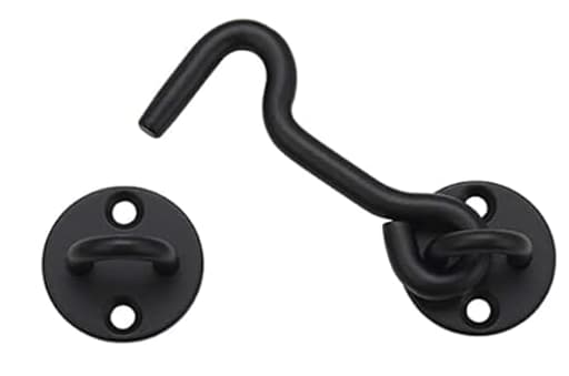 4” Privacy Hook and Eye Gate Latch Easy Lock for Barn Door, Black