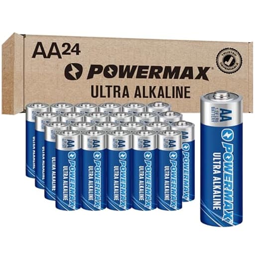 24-Count Double AA Batteries, Ultra Long Lasting Alkaline Battery for Home and Office, 10-Year Shelf Life, Reclosable Packaging