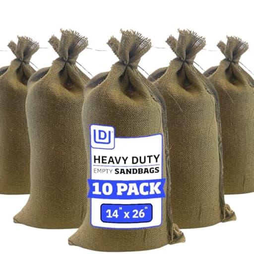 Heavy Duty Burlap Sand Bags with Tie Strings Empty Sand-Bags for Flooding and Erosion Control, 14x26 inches, Pack of 10
