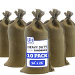 Heavy Duty Burlap Sand Bags with Tie Strings Empty Sand-Bags for Flooding and Erosion Control, 14x26 inches, Pack of 10