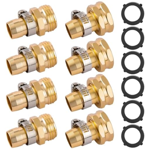 4 Set Garden Hose Repair Connector with Clamps, Fit for 3/4" or 5/8" Garden Hose Fitting, 5/8" Barb x 3/4" GHT Garden Hose Adapter/Fittings, Water Hose Repair Kit