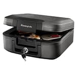 Dark Gray Fireproof and Waterproof Safe with Key Lock, Chest Lock Box with Carrying Handle for Travel, 0.28 Cubic Feet, 6.6 x 15.4 x 14.3 Inches, CFW20201