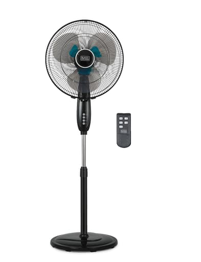 16 in. Dual-Blade Stand Fan with Remote (Black)