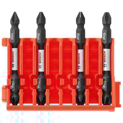 4-Pc Impact Tough Phillips 2.5" Double-Ended Bits with Clip
