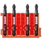 4-Pc Impact Tough Phillips 2.5" Double-Ended Bits with Clip