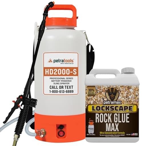 Tools Landscaping Bundle – Petra Max Rock Glue for Secure Hardscaping & 2-Gallon Battery Powered Sprayer for Easy Application