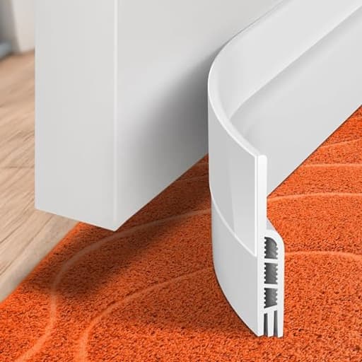 Door Draft Stopper Under Door Draft Blocker Insulator Doors Sweep Weather Stripping Noise Stopper Strong Adhesive, White