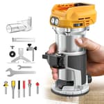 Cordless Compact Router Compatible with DeWalt 20V Battery (Bare Tool), 6 Variable Speeds Router Tool for Woodworking, 800W Fixed Base Wood Router