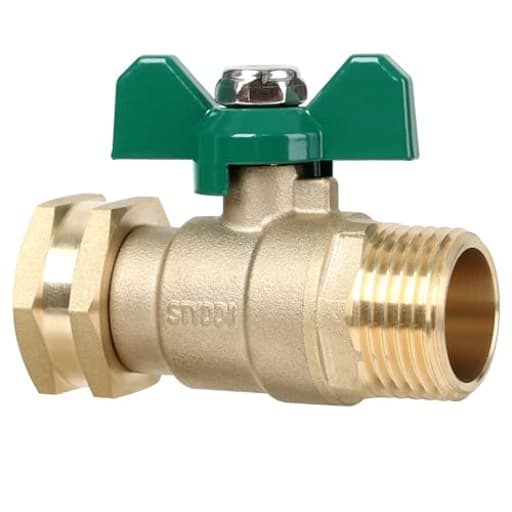 Full Flow Brass Garden Hose Shut Off Valve, Heavy Duty 1-Way No Restricted-Flow Water Shut-Off Connector, 3/4” GHT High Flow Hose Ball Valve Adapter Coupling, Lawn Hose-end Flow Control Valve