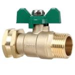 Full Flow Brass Garden Hose Shut Off Valve, Heavy Duty 1-Way No Restricted-Flow Water Shut-Off Connector, 3/4” GHT High Flow Hose Ball Valve Adapter Coupling, Lawn Hose-end Flow Control Valve