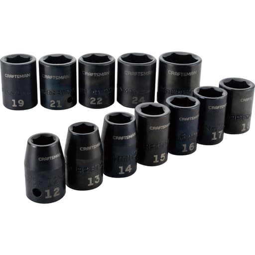 12 pc 1/2-in Metric Impact Socket Set