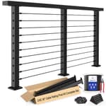 10ft-15ft Complete Set 36" Cable Railing Post Kit, 3Pack Black Level Drilled Line Posts(35"x2"x2"), Swageless Deck Cable Railing System Kit, 220ft 1/8" Wire Rope(No Handrail), Black Post Kit LPS02