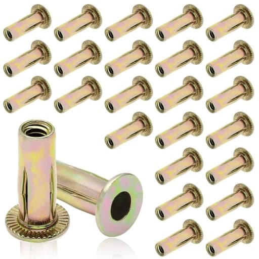 25Pcs Steel Multi Grip Rivet Nuts Pre Bulbed Shank Zinc-Plated Flat Head Threaded Insert Nut Construction Fasteners for Industrial