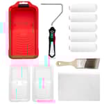 11-Piece Foam Paint Roller Kit, 4-Inch Roller with Ergonomic Handle, Magnetic Paint Tray & Liners, High-Density Foam Covers with Brush, Painting Supplies for Walls, Cabinets, and Trim