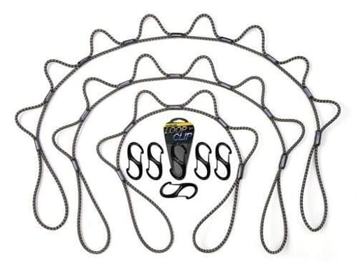 Loop Rope Hunter Pack Bungee Cord Tie Down System | Adjustable Cargo Strap | Knot Free | Truck, RV, ATV, Camping, Outdoor Accessory | Clip & Go Includes 3', 4', 5' Ropes, & 6 Loop Clips