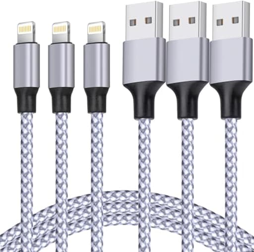 for iPhone Charger, [MFi Certified] Lightning Cable 3PACK 6FT Nylon Braided USB Charging Cable High Speed Transfer Cord Compatible with iPhone 14/13/12/11 Pro Max/XS MAX/XR/XS/X/8/iPad
