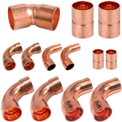 Copper Fittings Kit HVACR 3/8 & 7/8 Line Set, Copper Pipe Fitting Coupling and Elbow, Air Conditioning Refrigeration Liquid Line & Suction Lines Tubing Pipes for Central/Split A/C systems