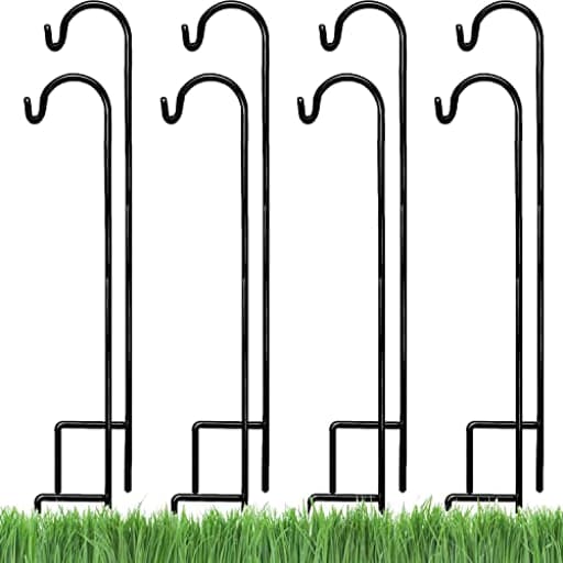 Ashman Shepherd's Hooks 35 Inch (8 Pack), Black, Made of Premium Metal for Hanging Solar Lights, Bird Feeders, Mason Jars, Christmas Lights, Lanterns, Garden Stakes and Wedding Décor.