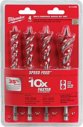 6-1/2" Speed Feed Wood Bit Set - 4 PC