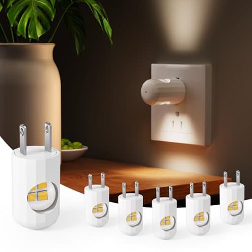 6-Pack LED Night Light Plug-in Wall Outlet Light, Soft White 3000K,Dusk to Dawn Nightlight,Ambient Lighting,Nightlight for Bedroom, Bathroom, Nursery, Hallway, Kitchen