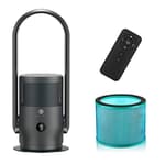 ULTTY Bladeless Tower Fan and Air Purifier in one, 90° Oscillating Bladeless Fan with Remote, Touch, 8H Timer, Floor Fans for Bedroom Whole Room Home Office R021, Black