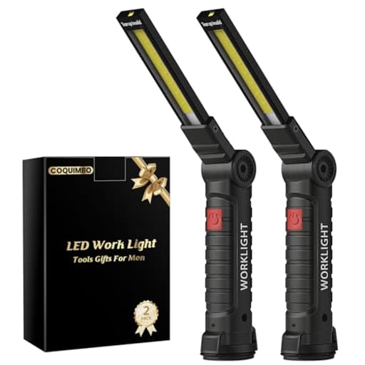 Christmas Stocking Stuffers White Elephant Gifts for Adults Men Him Dad, Rechargeable LED Work Light BBQ Grill Accessories Magnetic Flashlight, Mechanic Light Tools Mens Gifts