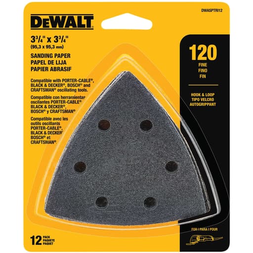 Hook and Loop Triangle Sandpaper (120 grit, 12 pack)