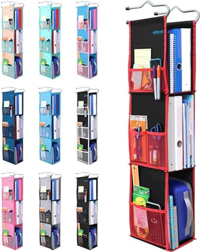 ® 3 Shelf Hanging Locker Organizer for School, Gym, Work, Storage | Deep Shelves 6.5”x 9”| Eco-Friendly Fabric Healthy for Children | Adjustable School Locker Shelf from 3 to 2 Shelves