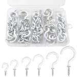 90 Pcs White Ceiling Hooks kit, 6 Sizes Vinyl Coated Screw-in Plant, Kitchen, Cup, Ceiling Hooks for Hanging