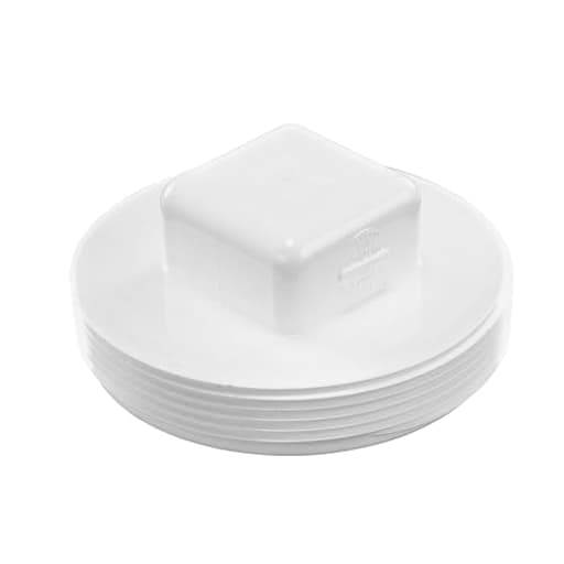 41P8 PVC S&D Cleanout Plug, with 4-Inch MPT Connection, Works with 4-Inch FPT drain fittings attached to Sewer and Drain Pipe, White