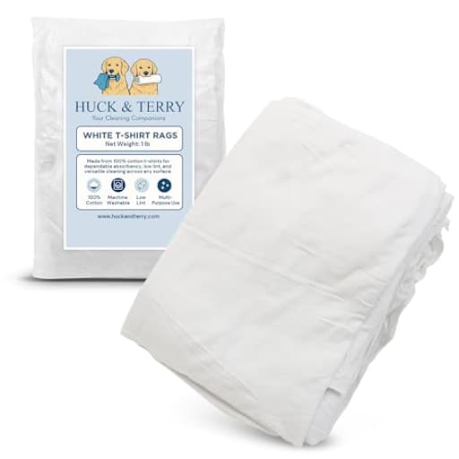 Tshirt Bag of Rags White (1LB), New, 100% Cotton, Paint Rags and Multipurpose, Kitchen, Auto, Staining Cloth, Shop Towels Bulk, Lint Free Absorbent Washable 18 x 18 in