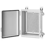 Junction Box, IP67 Waterproof Plastic Enclosure for Electrical Project, Hinged Grey Cover, Includes Mounting Plate and Wall Bracket 220×170×110mm