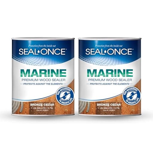 Marine Ready Mix - 2 Gallon Penetrating Wood Sealer Waterproofer & Stain (Bronze Cedar). Water-Based, Ultra-Low VOC Formula for high-Moisture Areas to Protect Wood Docks, Decks & Piers.