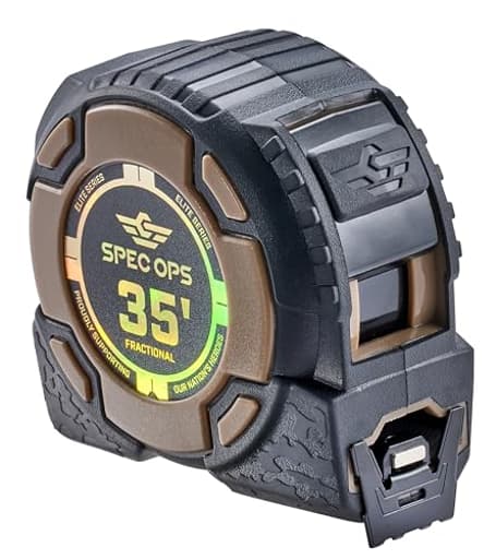 Tools 35-Foot Elite Series Magnetic Tape Measure, 1 1/4" Double-Sided Blade, Includes Fractional Markings, 12 Feet of Stand Out, Military-Grade Composite Case, 3% Donated to Veterans