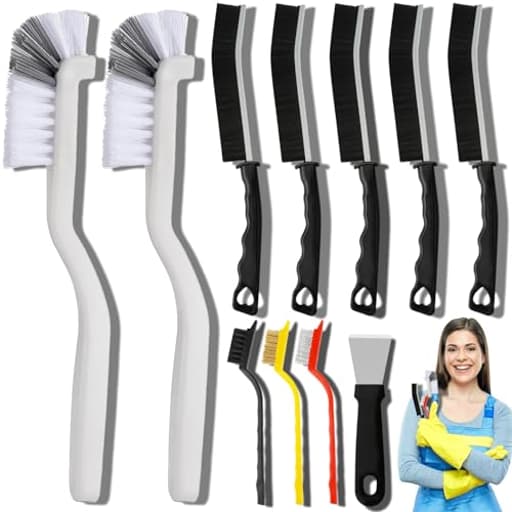 11Pcs Crevice Cleaning Brush Set, Hard Bristle Cleaning Supplies for Kitchen, Bathroom, Corner, Grout, Sink, Cup, Teapot, Bottle, Blender