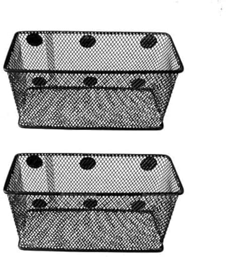 Magnetic Basket Set of 2 - Mesh Organizer and Holder on White Board for Dry Erase Markers or in Locker - Magnet Shelves for Refrigerator - Pen Holder or Desk Storage for Office